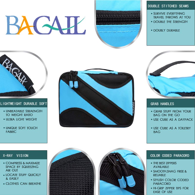 BAGAIL 6 Set Packing Cubes,Travel Luggage Packing Organizers(6Set Blue) - Image 3